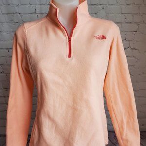 North Face Women’s Fleece Quarter Zip Pullover Top Peach Medium